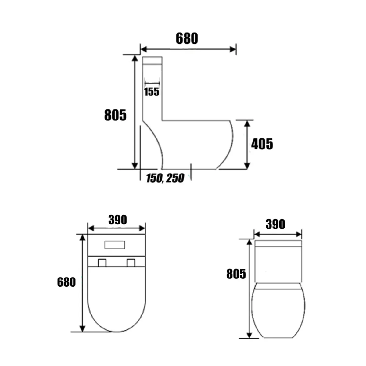 Baron W898 Tornado Flush Toilet Bowl - view 2